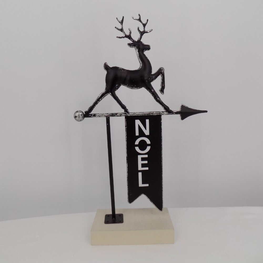 Ashland Christmas Holiday Pines Free Standing Reindeer Noel Banner Metal Wood
